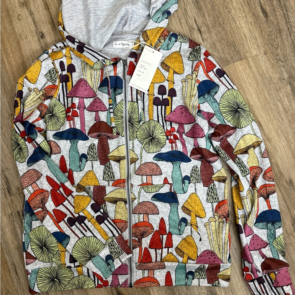 LA Soul Colorful Mushroom Zipper Hoodie